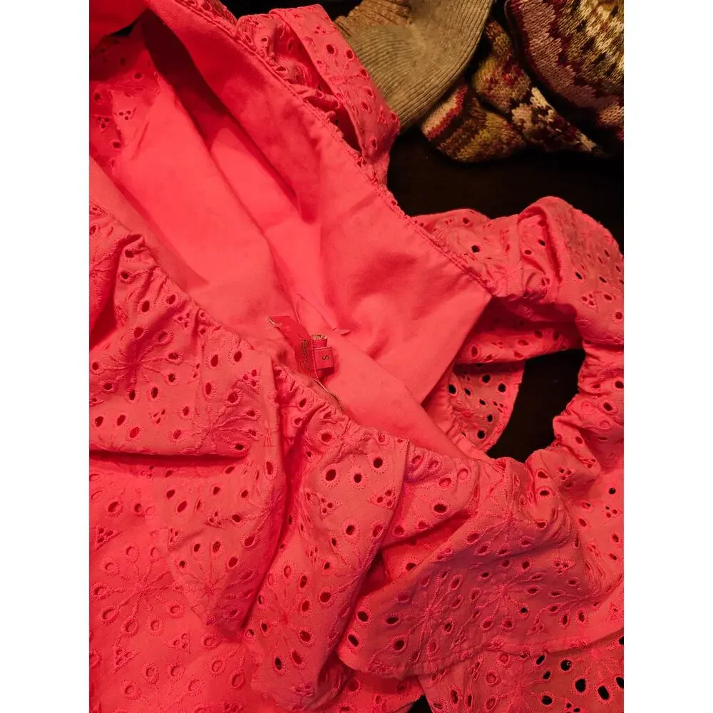 Lilly Pulitzer Trixie Eyelet Ruffle Top Bright Pink Berry NEW $138 Sz S - Picture 14 of 14